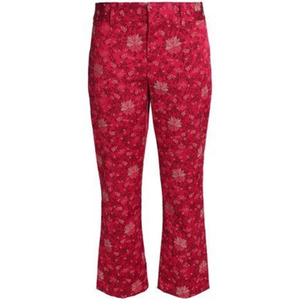 ALICE + OLIVIA-CROPPED FLORAL-JACQUARD BOOTCUT / CRIMSON/ 4